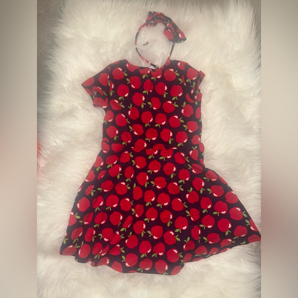 The Children's Place Red Apple Print Fit-and-Flare Dress